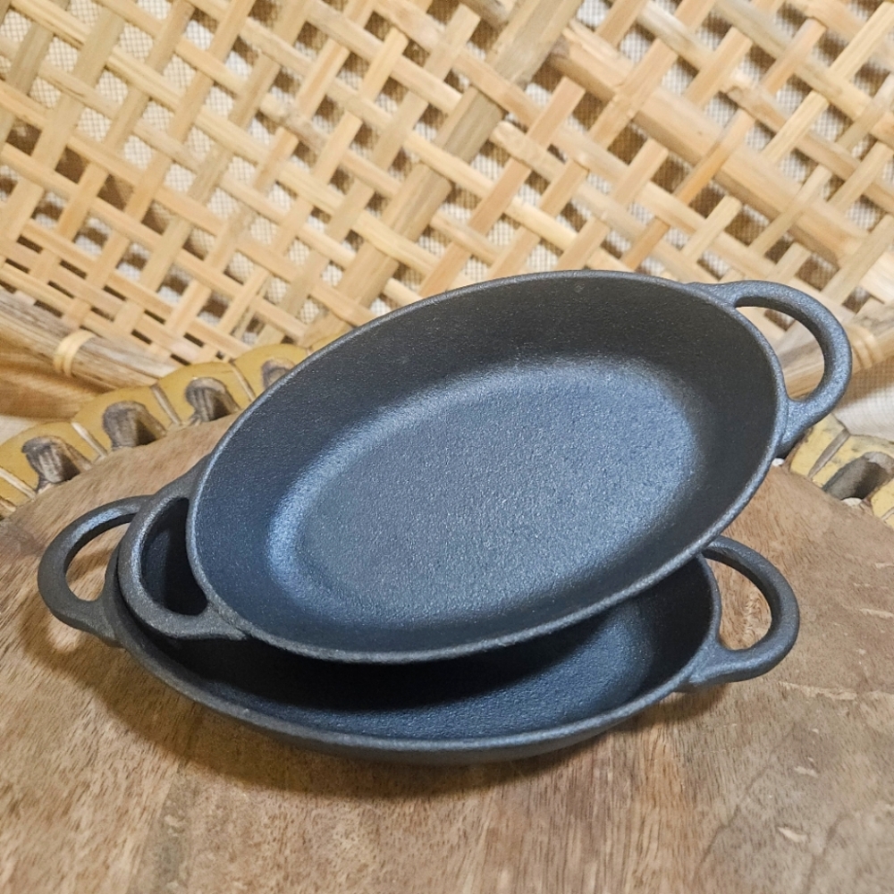 SET OF 2 PIONEER WOMAN MINI CAST IRON OVAL AU GRATIN SINGLE SERVE BAKING DISH - Picture 2 of 14